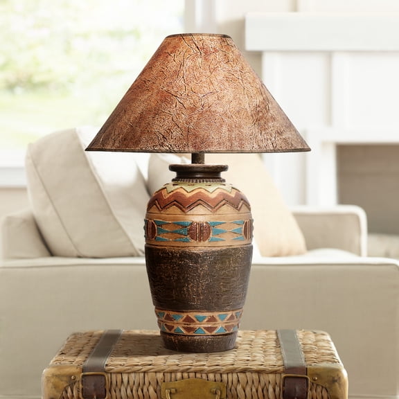 Western Lands 29" Geometric Pattern Handcrafted Southwest Table Lamp