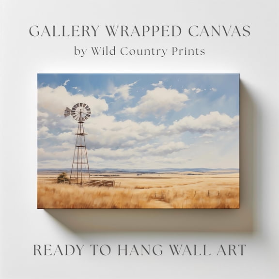 Western Landscape Windmill Painting Country Ranch Farm Poster