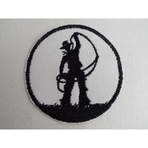 Western Lariat Roping Silhouette Embroidered Iron On Patch