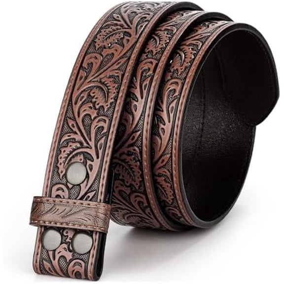 Western Leather Belt Strap for Men Women Cowboy Cowgirl Leather Mens Belts for Jeans Birthday Christmas Belt Gifts