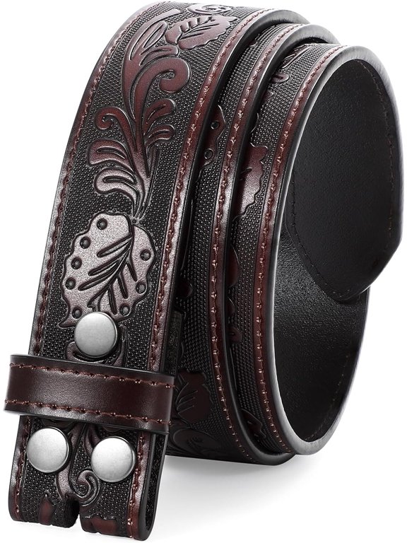 Western Leather Belt Strap for Men without Buckle Engraved Embossed Cowboy Leather Belt Strap 1.5 inch Wide