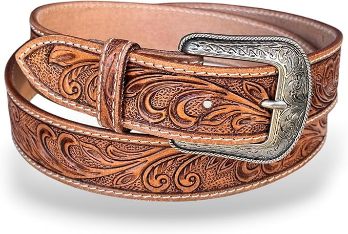 Men's Embossed Leather Belt