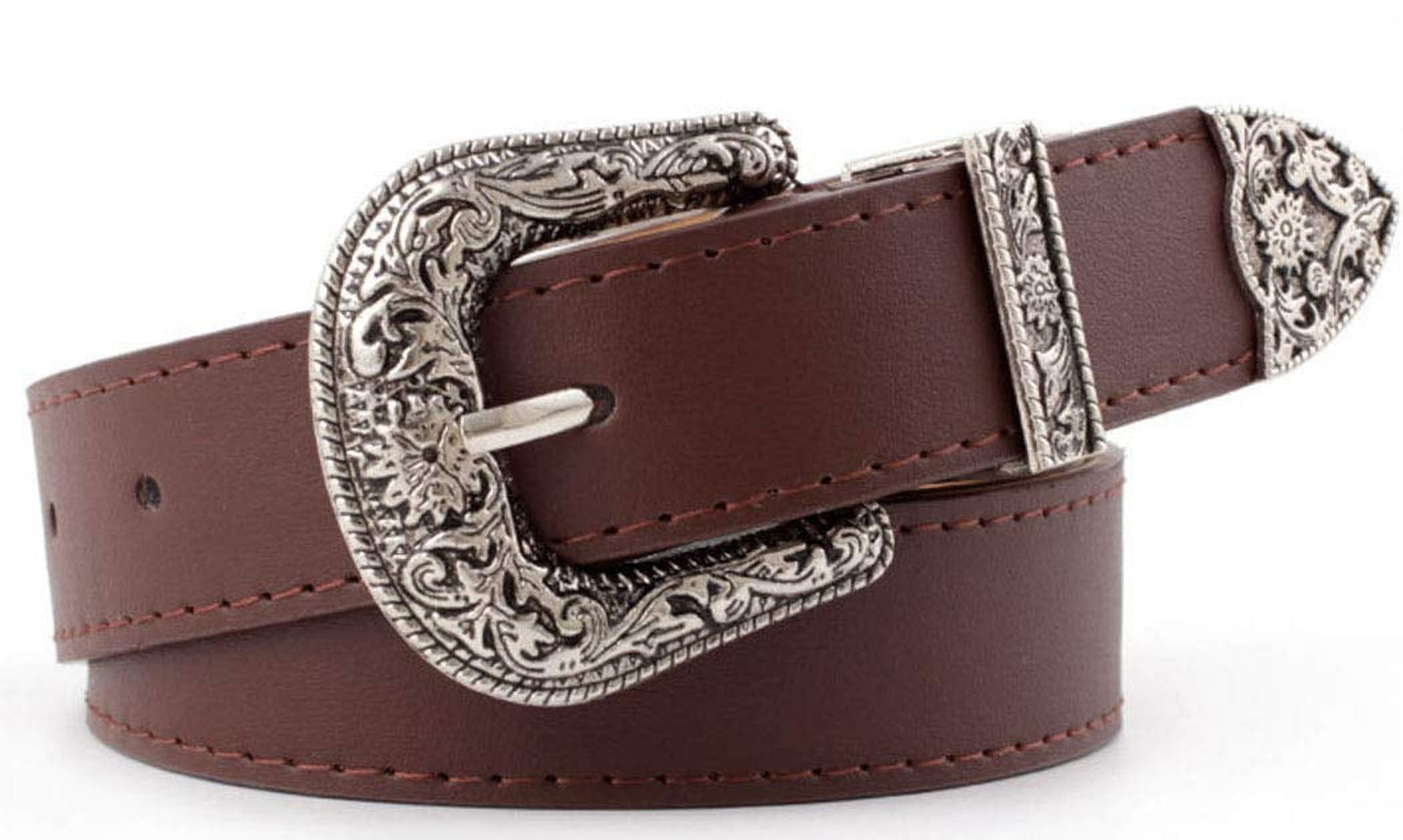 Western-Leather-Belts-Women Vintage Waist-Belts with Hollow  display picture 1