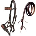 thumbnail image 1 of Western Leather Bridle – Bitless Training Sidepull with Reins, 1 of 6