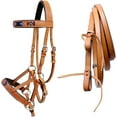 thumbnail image 1 of Western Leather Bridle – Bitless Training Sidepull with Reins, 1 of 3