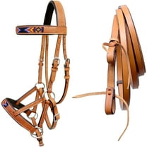 Western Leather Bridle – Bitless Training Sidepull with Reins
