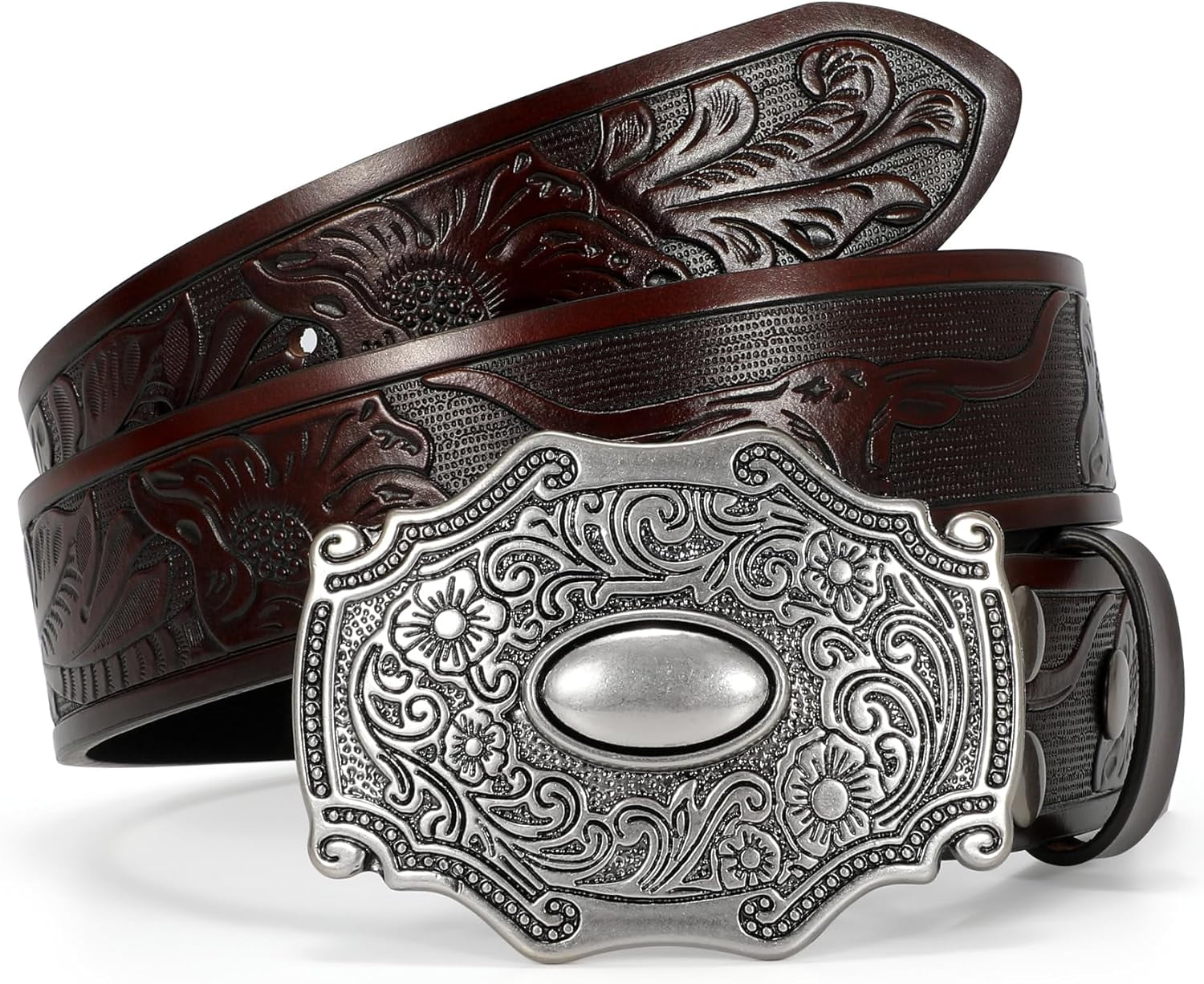Head layer cowhide, carved female slender waist belt for women 002