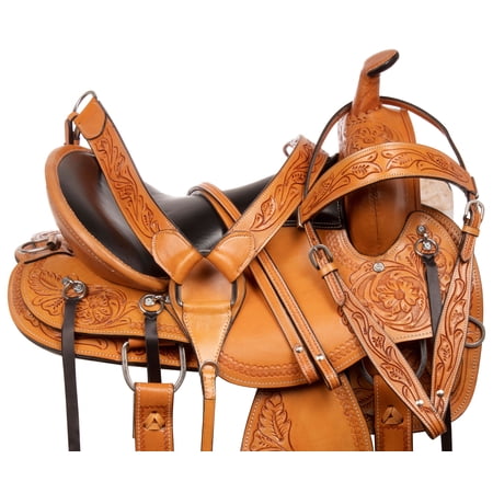 Western Leather Comfy Pleasure Trail Quarter Horse Saddle Tack 15" 16" 17" 18" (17")