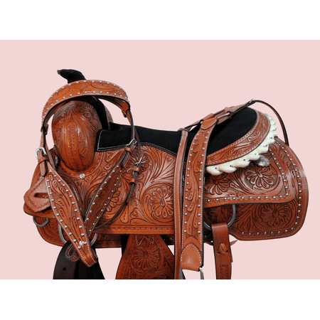 Western Leather Premium Riding Horse Saddle Size 12" to 18" Inches Seat