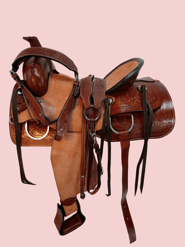 Selle de cheval en cuir Western Barrel Pleasure Trail avec