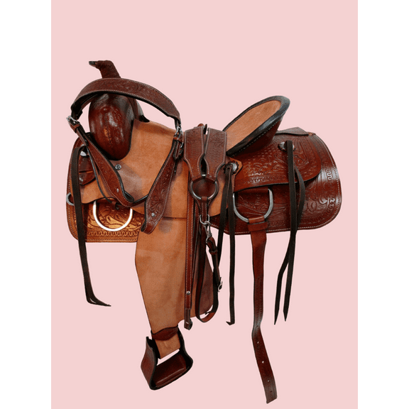 Western Leather Saddle Barrel Racing Pleasure Trail Horse Saddle & tack