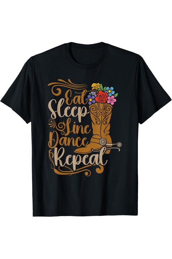 Western Line Dance Eat Sleep Line Dancing Repeat T-Shirt