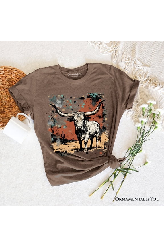 Western Longhorn Bull T-Shirt, Cowboy Rodeo Tee