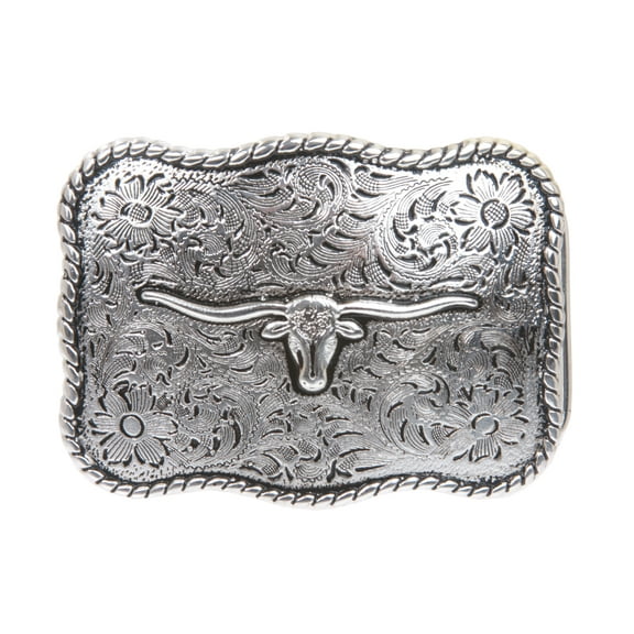 Western Longhorn Engraved Belt Buckle