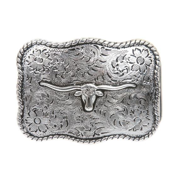 Western Longhorn Engraved Belt Buckle