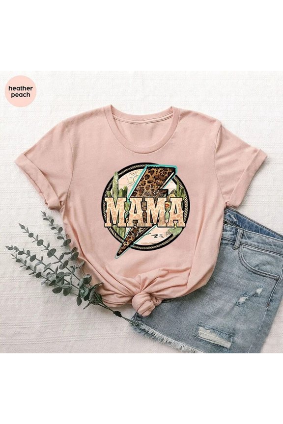 Western Mama Shirt, Country Mom Shirt, Lightening Bolt Mama Tee, Leopard Mom Tshirt,Texas Mama Shirt, Mothers Day Shirt, Mom To Be All Size S-5Xl