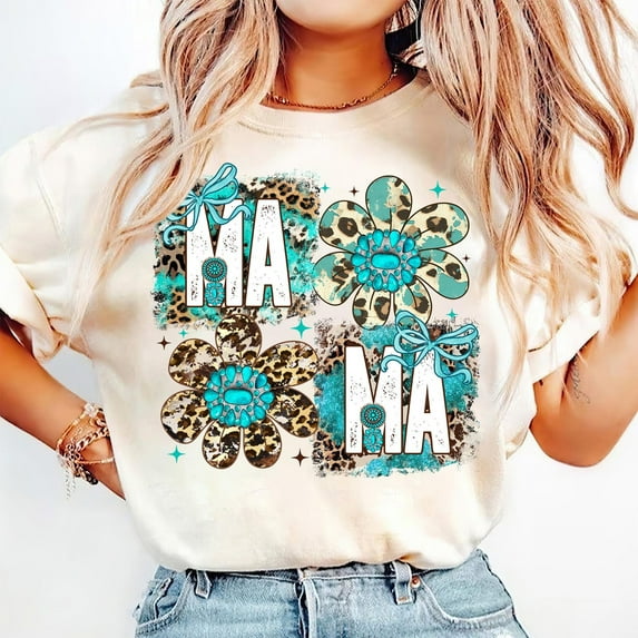 Western Mama T-Shirt, Cowgirl Coquette Mama Shirt, Floral Cow Print Western Mom Shirt, Fall Fashion for Country Moms