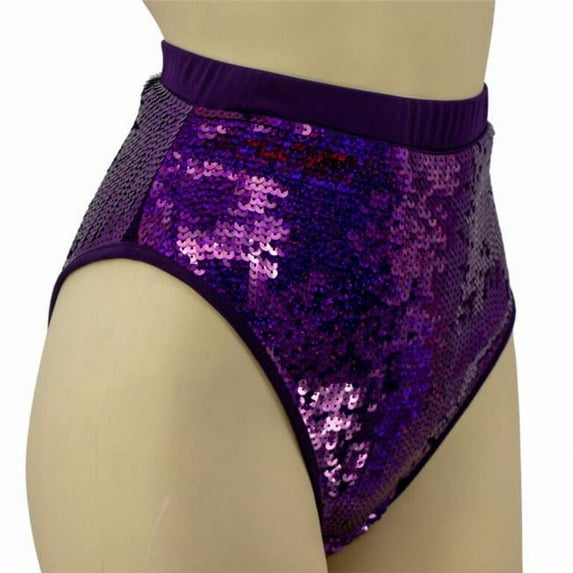 Western Mania 2283-PRP-S-M Rave Hi-waisted Sequin Panty, Purple AB - Small & Medium