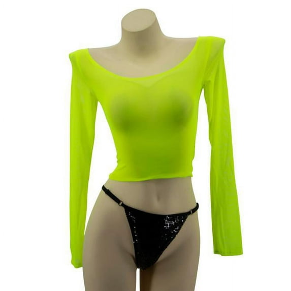 Western Mania 2878-GRN-ML Crop Top, Neon Green - Medium & Large