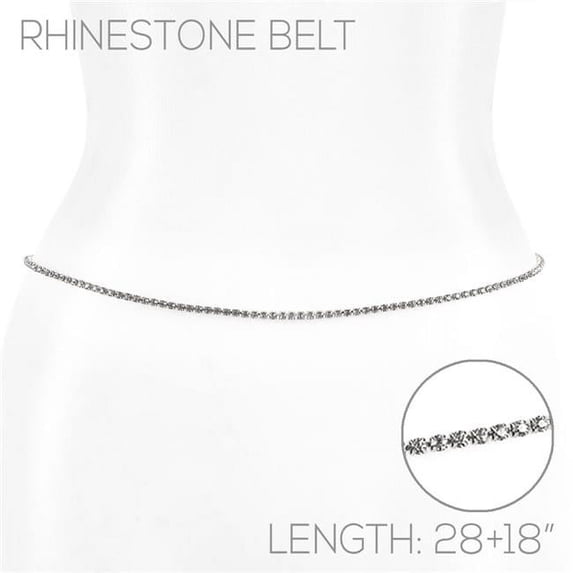Western Mania BL70-S 28 Plus 18 in. 1 Row Rhinestone Belt, Silver