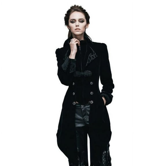 Western Mania CT2201-S Vintage Gothic Swallow Tail Jacket, Black - Small