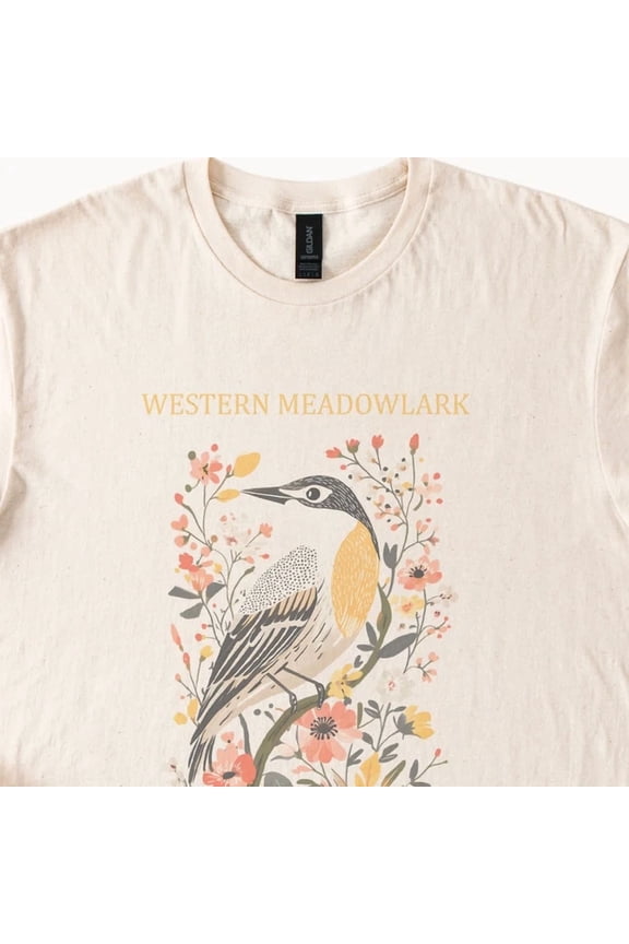 Western Meadowlark State Bird Graphic Tee Natural Tshirt Size S-5Xl Heygategoo Tee