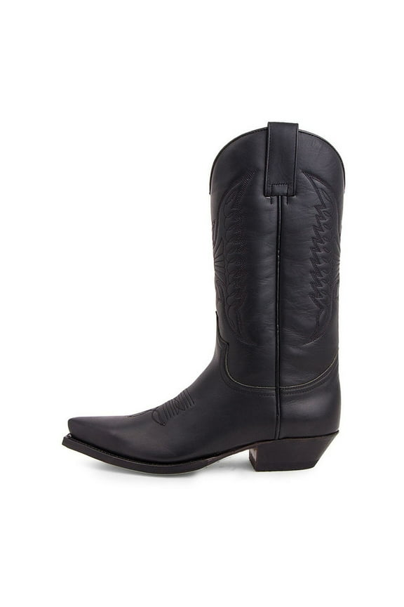 Western Men's Boots with Classic Embroidered Cowboy Boots for Men Retro Slip Resistant Pointed Toe Chunky Heel Mid Calf Pull On Boots