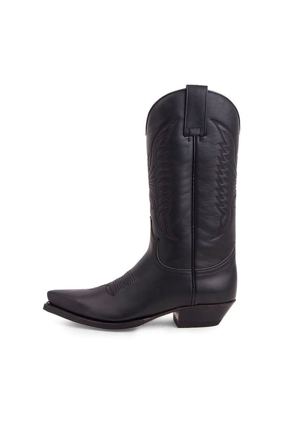 Western Men's Boots with Classic Embroidered Cowboy Boots for Men Retro Slip Resistant Pointed Toe Chunky Heel Mid Calf Pull On Boots