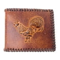 thumbnail image 1 of Western Men's Leather Rooster Floral Tooled Laser Cut Lone Star Short Wallet in 9 colors, 1 of 5
