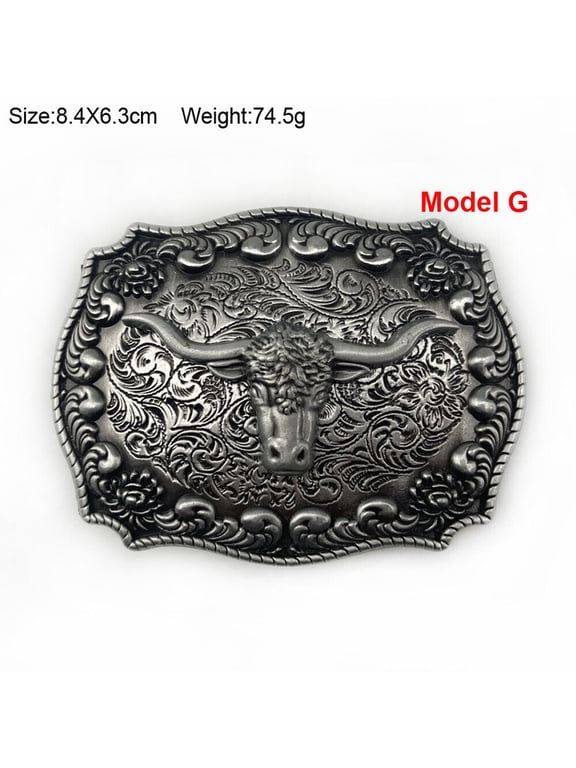 Western Mens Alloy Vintage Fashion Leather Belt Buckle Cowboy Pattern Metal