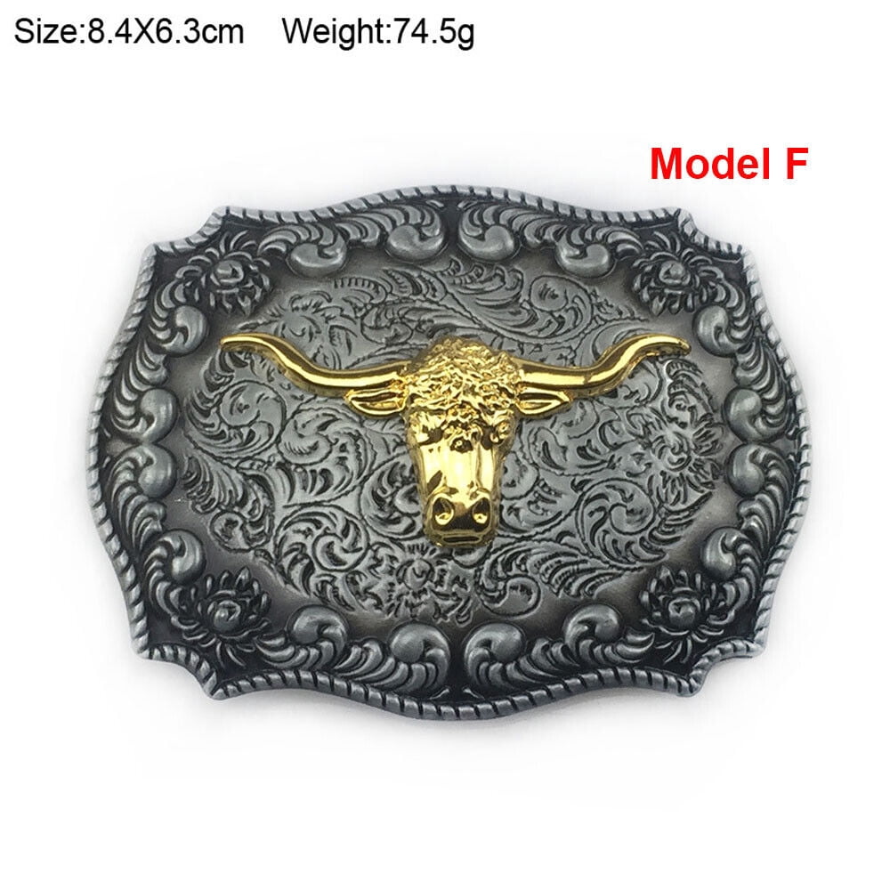Alloy Bull Belt Buckle for Men Western Vintage Punk Rectangular Western Sequin Ox Belt Buckle - Small Bullhead Punk Metal  main image 4