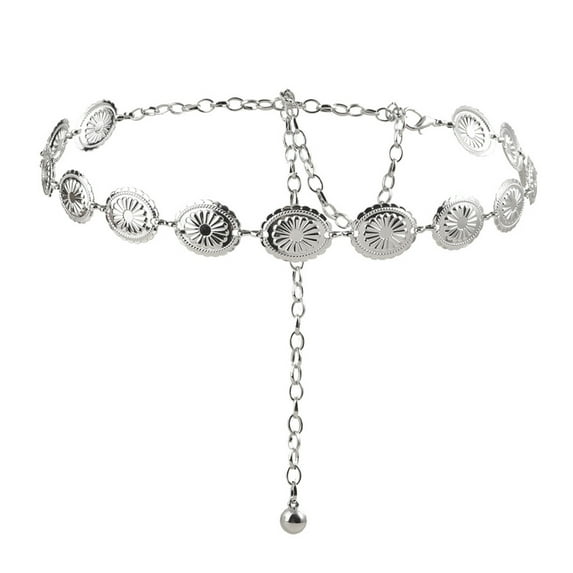 Western Metal Concho Belt for Women Cowgirl Chain Belts for Dresses Jeans Country Concert Outfit