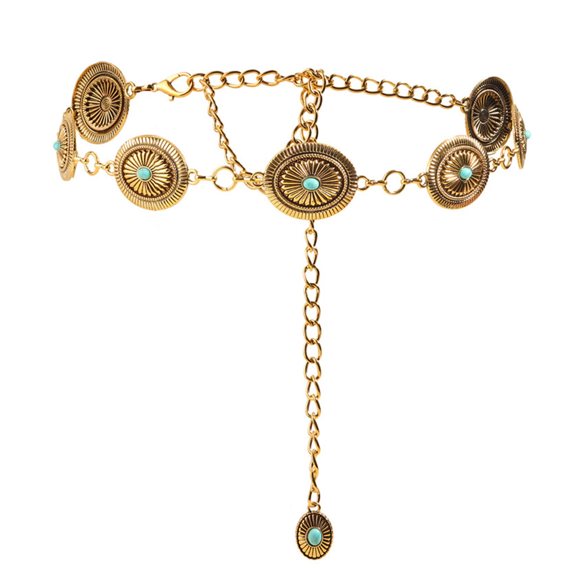 Western Metal Concho Belt for Women Cowgirl Chain Belts for  display picture 1