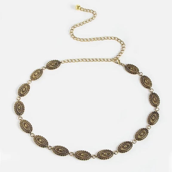 Western Metal Concho Belt for Women Cowgirl Chain Belts for Dresses Jeans Country Concert Outfit