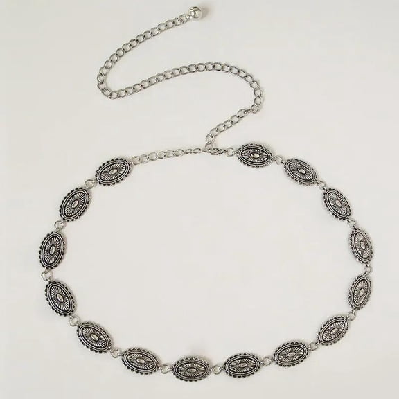 Western Metal Concho Belt for Women Cowgirl Chain Belts for Dresses Jeans Country Concert Outfit