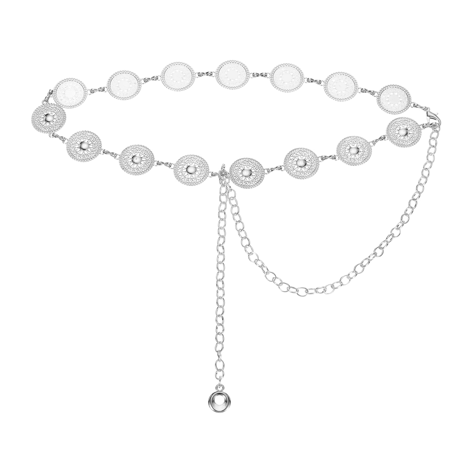 Silver Metal Concho Chain Belt Waist Western Metal Concho Belt, Women Waist Chain Belt, Solid  main image 3
