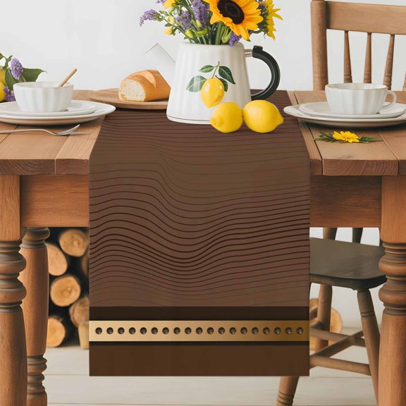 Western Metal Texas Carve Gold Star Table Runner 72 Inches Long, Vintage Brown Stripe Table Runners Tabletop Scarf Kitchen Dining Tables Decoration for Home Party Indoor Outdoor