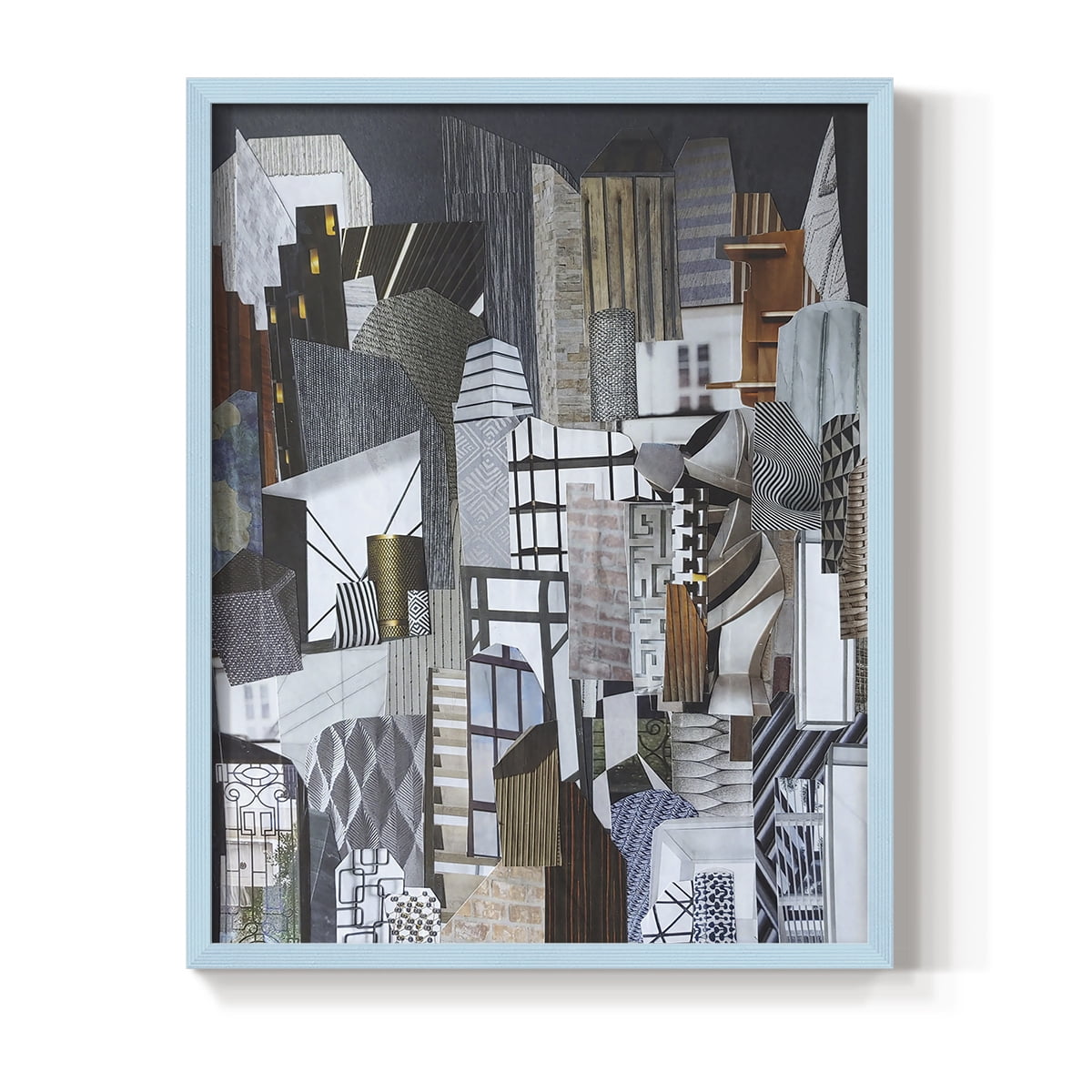 Western Metropolis Framed Print in Blue Solid Wood 8 x 10 Framed Print