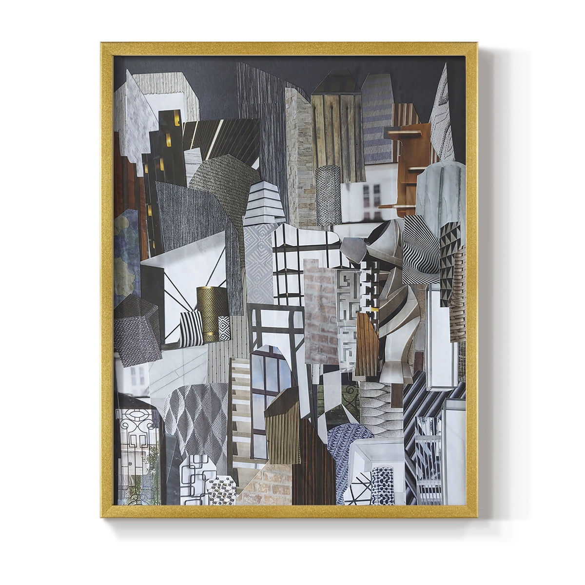 Western Metropolis Framed Print in Gold Solid Wood 8 x 10 Framed Print