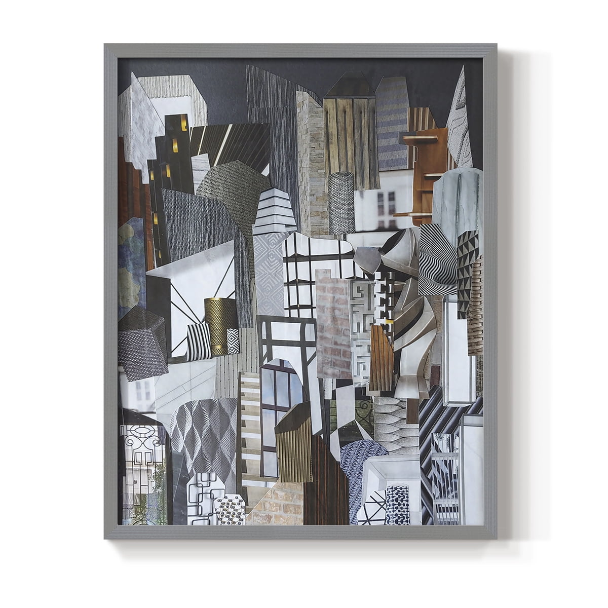 Western Metropolis Framed Print in Gray Solid Wood 11 x 14 Framed Print