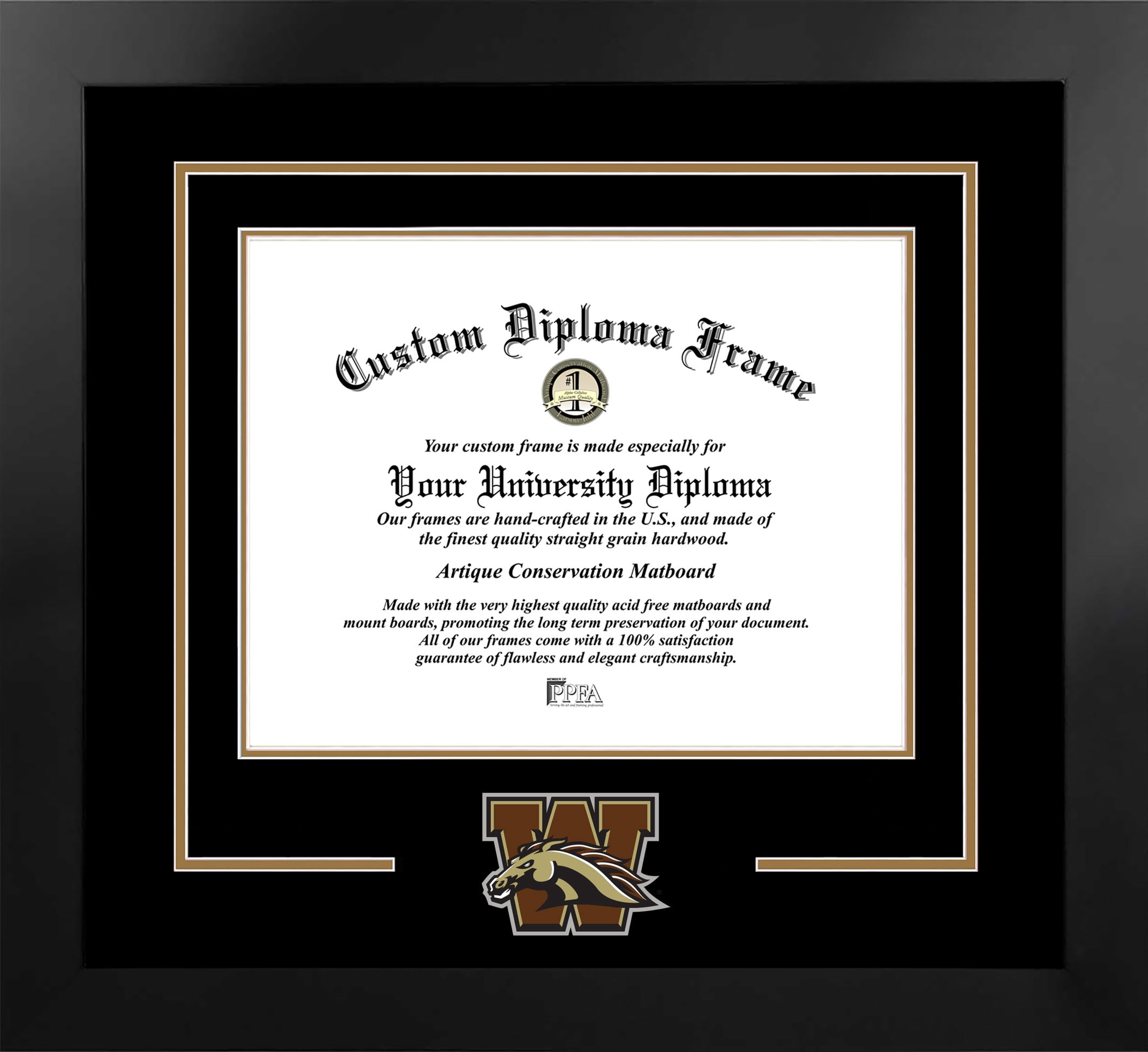 Western Michigan University 14w x 11h Spirit Diploma Manhattan Black Frame with Bonus Campus Images Lithograph (value savings $59)