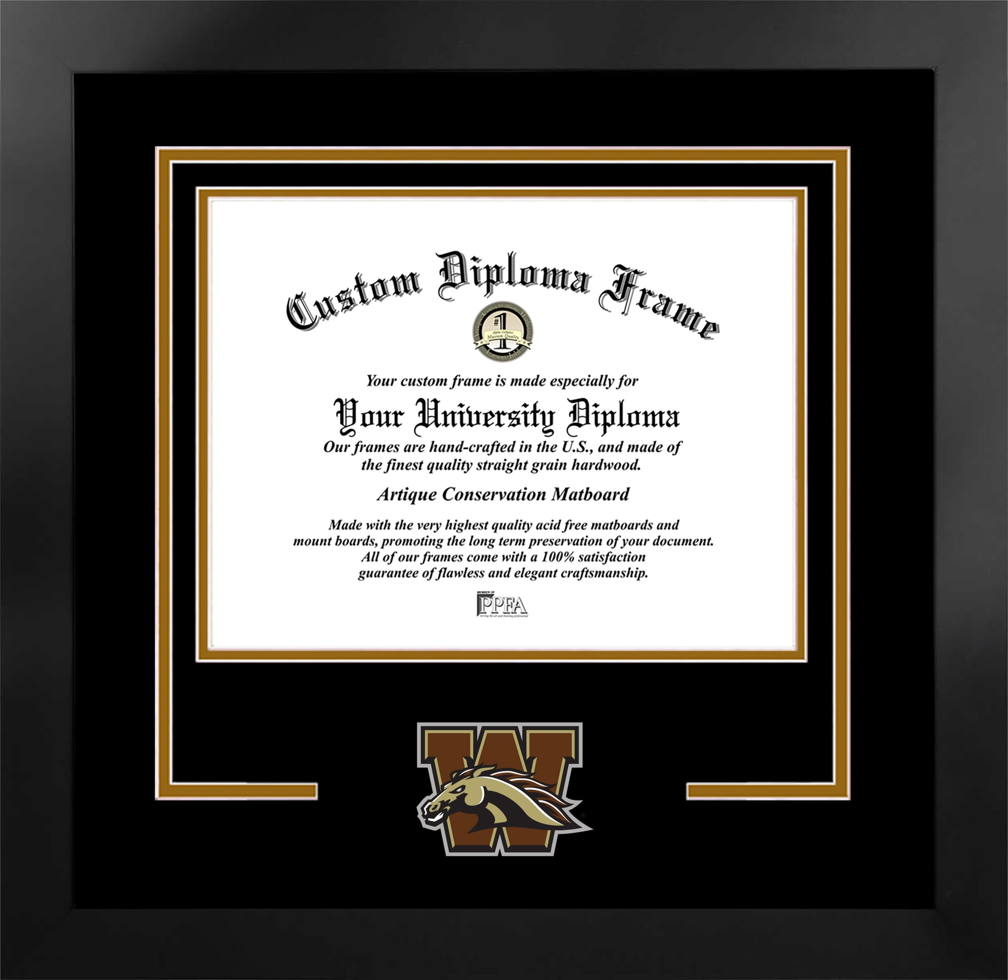 Western Michigan University 9.625w x 7.625h Spirit Diploma Manhattan Black Frame with Bonus Campus Images Lithograph (value savings $59)