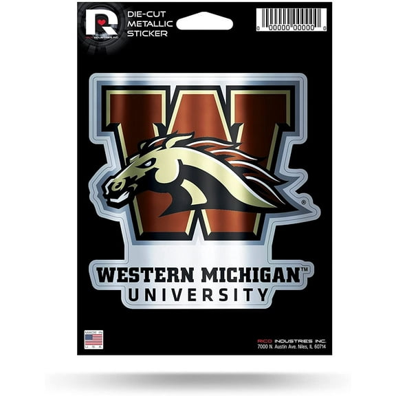 Western Michigan University Broncos 5 Inch Sticker Decal Metallic Shimmer Design Flat Vinyl