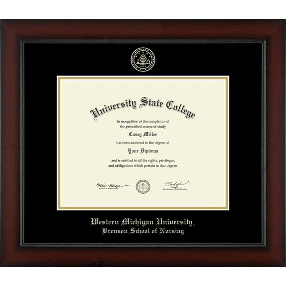 Western Michigan University Bronson School of Nursing Diploma Frame, Document Size 11" x 8.5"