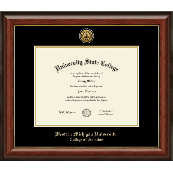 Western Michigan University College of Aviation Diploma Frame, Document Size 11" x 8.5"