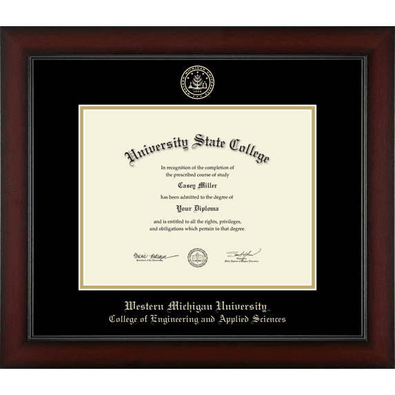 Western Michigan University College of Engineering and Applied Sciences Diploma Frame, Document Size 11" x 8.5"