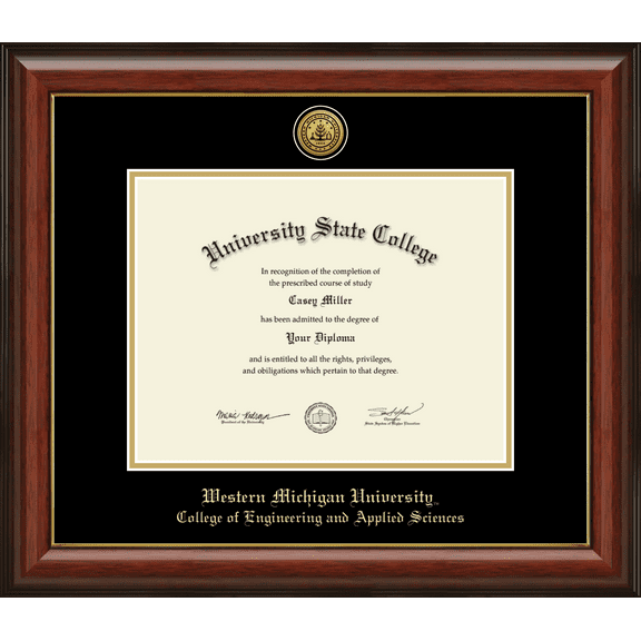 Western Michigan University College of Engineering and Applied Sciences Diploma Frame, Document Size 11" x 8.5"