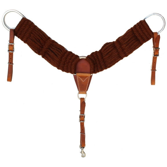 Western Mohair 25-Strand Brown Breast Collar w/ Harness Leather Uptugs 55RT02BR