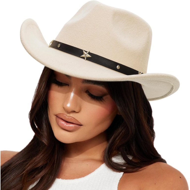 5345 Cowboy Hats For Women- Wide Brim Felt Western Cowgirl Hat Cattleman | Womens Felt Cowgirl Hat with Western Hat Band  main image 3