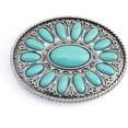 thumbnail image 1 of Western Oval Belt Buckle, Turquoise Flower Design, Fits 1.5 Inch Belts HRBK T6339, 1 of 7